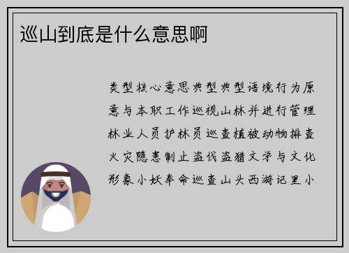 巡山到底是什么意思啊